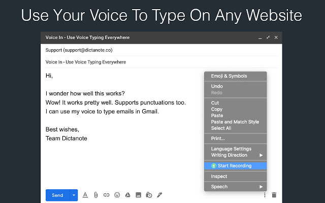 Voice in voice typing